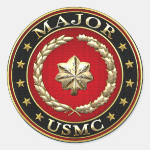 U.S. Marines: Major (USMC Maj) [3D] Classic Round Sticker
