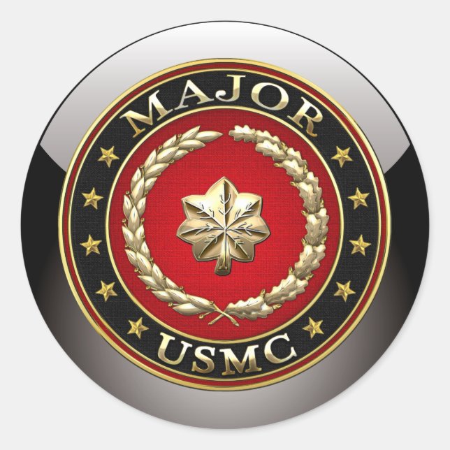 U.S. Marines: Major (USMC Maj) [3D] Classic Round Sticker (Front)