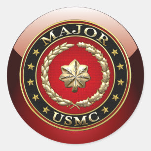 U.S. Marines: Major (USMC Maj) [3D] Classic Round Sticker