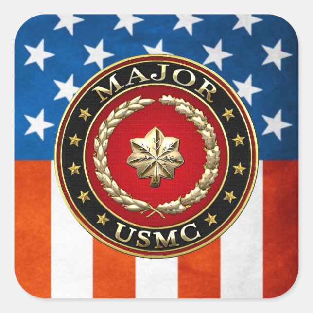 U.S. Marines: Major (USMC Maj) [3D] Square Sticker (Front)