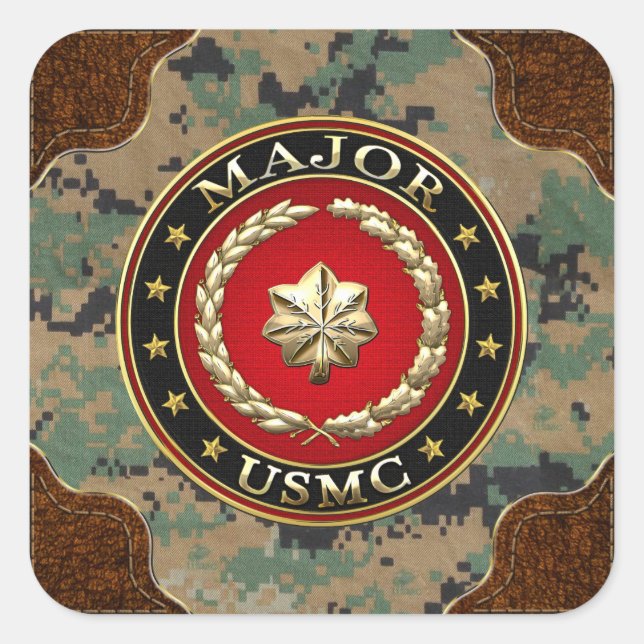 U.S. Marines: Major (USMC Maj) [3D] Square Sticker (Front)