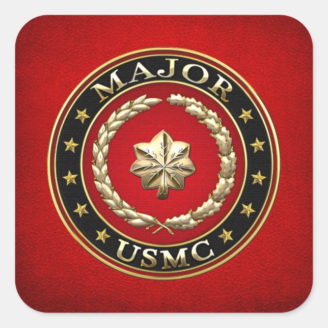 U.S. Marines: Major (USMC Maj) [3D] Square Sticker (Front)