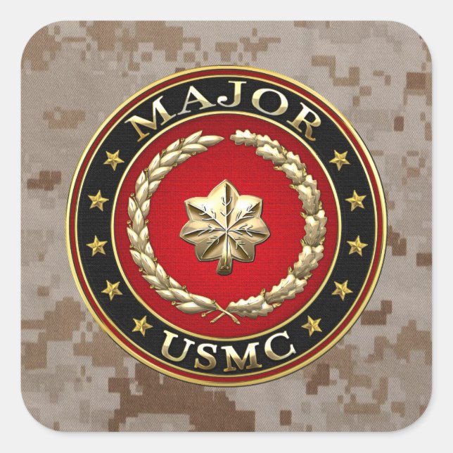 U.S. Marines: Major (USMC Maj) [3D] Square Sticker (Front)