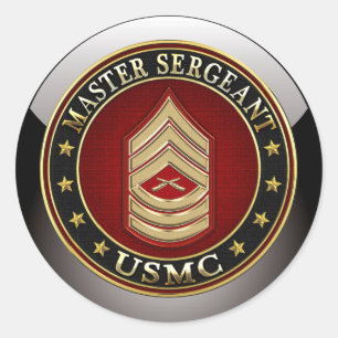 U.S. Marines: Master Sergeant (USMC MSgt) [3D] Classic Round Sticker