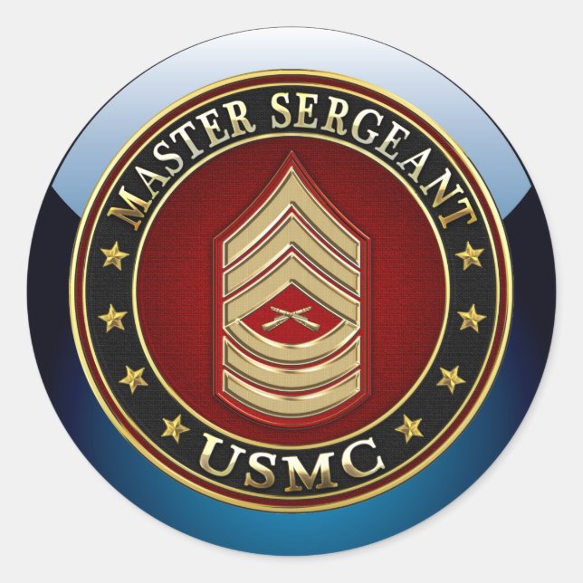 U.S. Marines: Master Sergeant (USMC MSgt) [3D] Classic Round Sticker (Front)