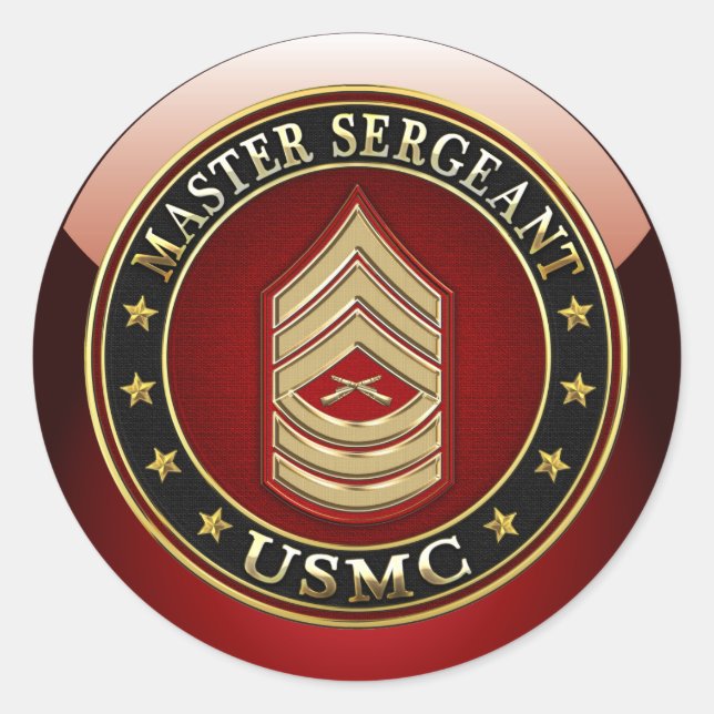 U.S. Marines: Master Sergeant (USMC MSgt) [3D] Classic Round Sticker (Front)