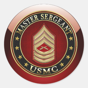 U.S. Marines: Master Sergeant (USMC MSgt) [3D] Classic Round Sticker