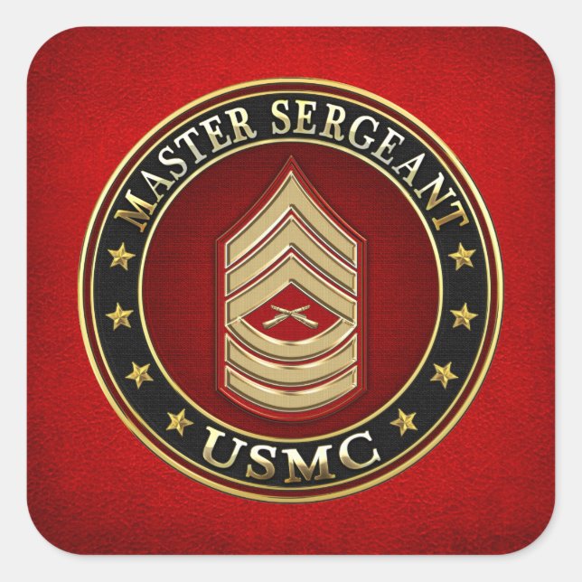 U.S. Marines: Master Sergeant (USMC MSgt) [3D] Square Sticker (Front)