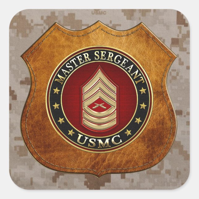 U.S. Marines: Master Sergeant (USMC MSgt) [3D] Square Sticker (Front)