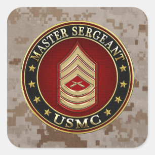 U.S. Marines: Master Sergeant (USMC MSgt) [3D] Square Sticker