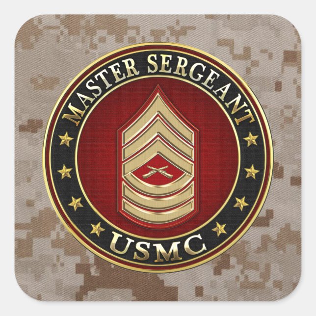 U.S. Marines: Master Sergeant (USMC MSgt) [3D] Square Sticker (Front)