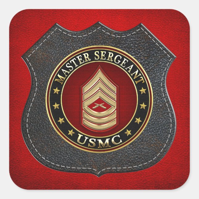U.S. Marines: Master Sergeant (USMC MSgt) [3D] Square Sticker (Front)