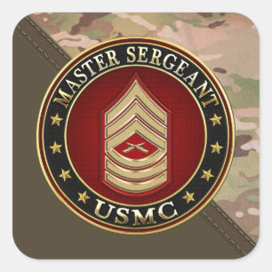 U.S. Marines: Master Sergeant (USMC MSgt) [3D] Square Sticker