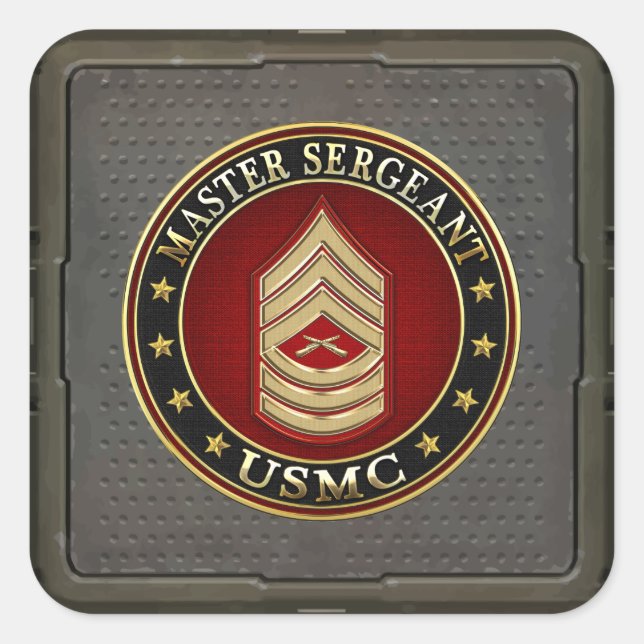 U.S. Marines: Master Sergeant (USMC MSgt) [3D] Square Sticker (Front)