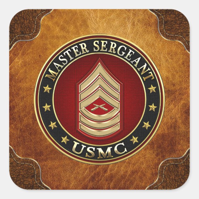 U.S. Marines: Master Sergeant (USMC MSgt) [3D] Square Sticker (Front)