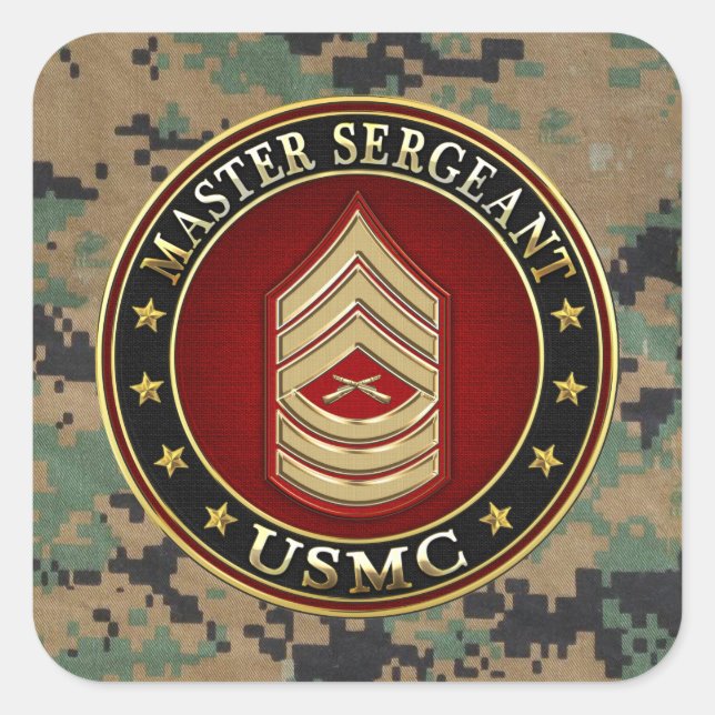 U.S. Marines: Master Sergeant (USMC MSgt) [3D] Square Sticker (Front)