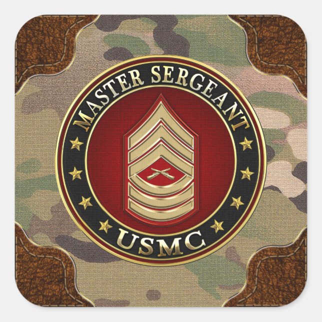 U.S. Marines: Master Sergeant (USMC MSgt) [3D] Square Sticker (Front)