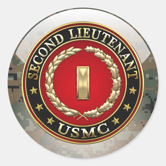 U.S. Marines: Second Lieutenant (USMC 2ndLt) [3D] Classic Round Sticker (Front)