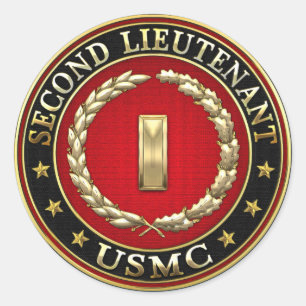 U.S. Marines: Second Lieutenant (USMC 2ndLt) [3D] Classic Round Sticker