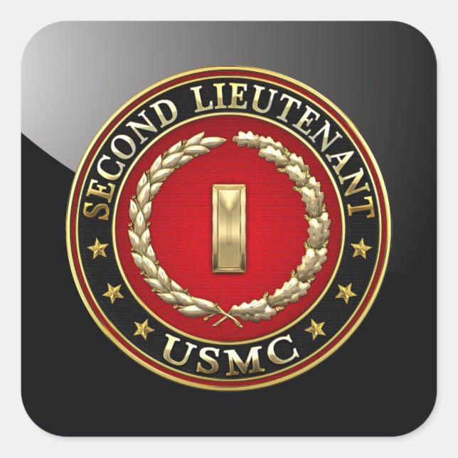 U.S. Marines: Second Lieutenant (USMC 2ndLt) [3D] Square Sticker (Front)