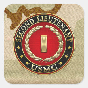 U.S. Marines: Second Lieutenant (USMC 2ndLt) [3D] Square Sticker