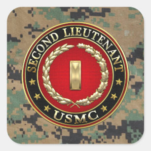 U.S. Marines: Second Lieutenant (USMC 2ndLt) [3D] Square Sticker