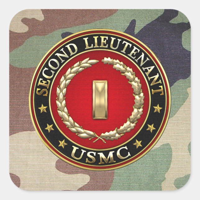 U.S. Marines: Second Lieutenant (USMC 2ndLt) [3D] Square Sticker (Front)