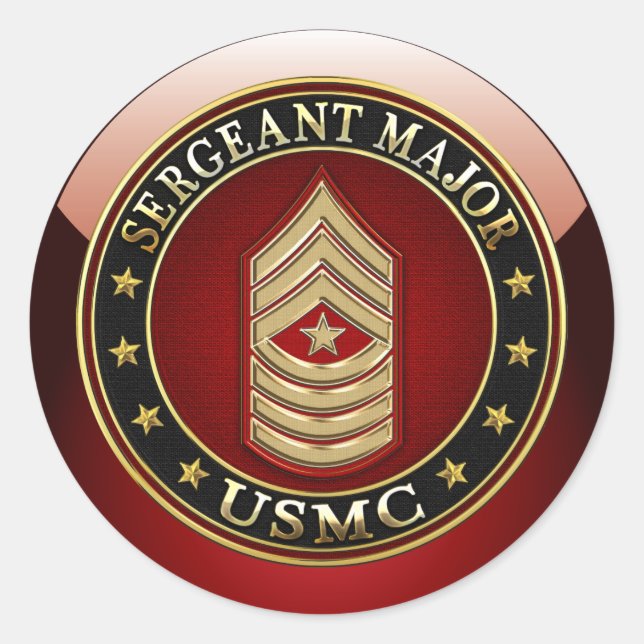 U.S. Marines: Sergeant Major (USMC SgtMaj) [3D] Classic Round Sticker (Front)