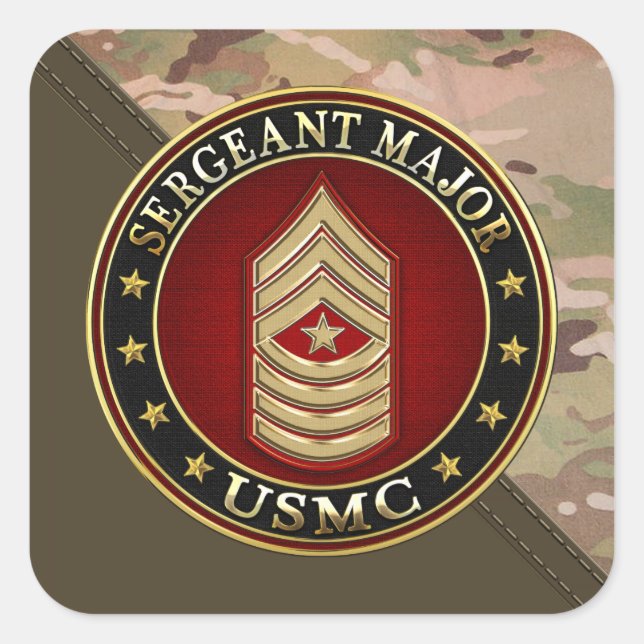 U.S. Marines: Sergeant Major (USMC SgtMaj) [3D] Square Sticker (Front)