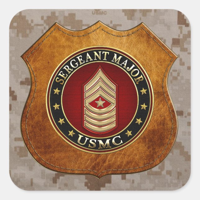 U.S. Marines: Sergeant Major (USMC SgtMaj) [3D] Square Sticker (Front)