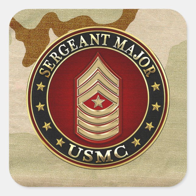 U.S. Marines: Sergeant Major (USMC SgtMaj) [3D] Square Sticker (Front)