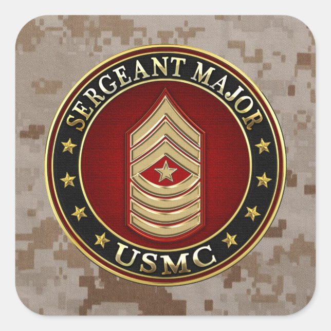 U.S. Marines: Sergeant Major (USMC SgtMaj) [3D] Square Sticker (Front)