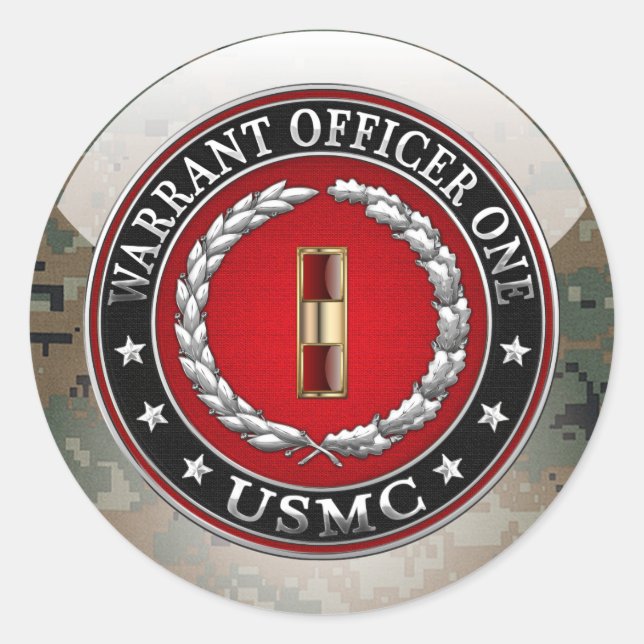U.S. Marines: Warrant Officer One (USMC WO-1) [3D] Classic Round Sticker (Front)
