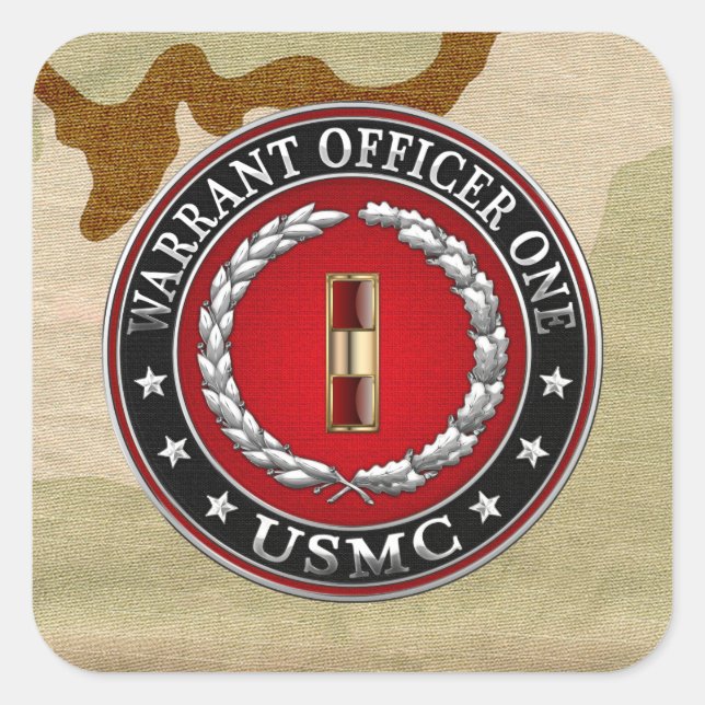 U.S. Marines: Warrant Officer One (USMC WO-1) [3D] Square Sticker (Front)