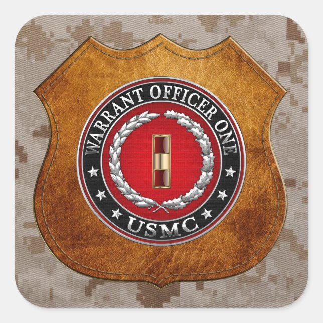 U.S. Marines: Warrant Officer One (USMC WO-1) [3D] Square Sticker (Front)