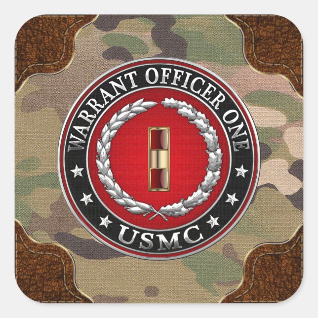 U.S. Marines: Warrant Officer One (USMC WO-1) [3D] Square Sticker (Front)