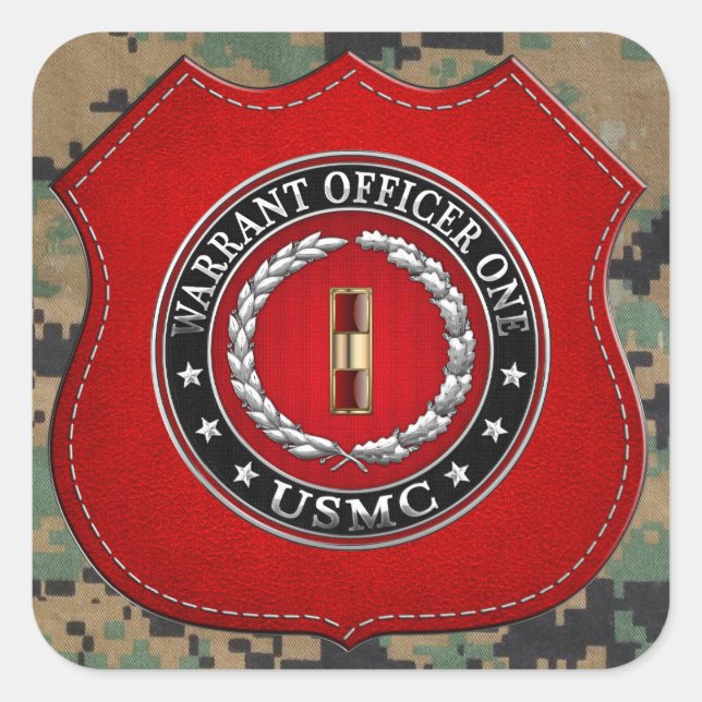 U.S. Marines: Warrant Officer One (USMC WO-1) [3D] Square Sticker (Front)