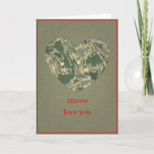 U.S. Military Green Camo Valentine's Day Holiday Card