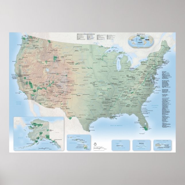 U.S. National Parks map poster (Front)
