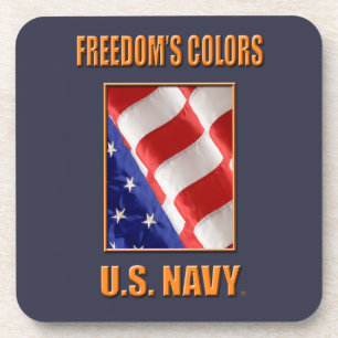 U.S. Navy Hard Plastic coasters with cork back