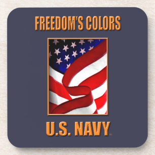 U.S. Navy Hard Plastic coasters with cork back