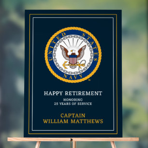 U.S. Navy   Navy Emblem   Happy Retirement Acrylic Sign