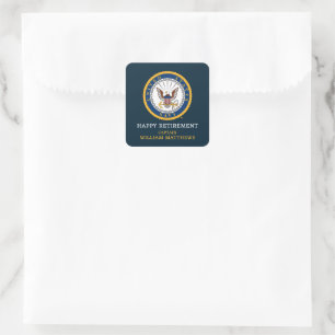 U.S. Navy   Navy Emblem   Happy Retirement Square Sticker