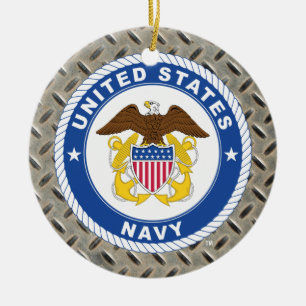 U.S. Navy   Officer Crest Ceramic Tree Decoration