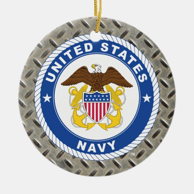 U.S. Navy | Officer Crest Ceramic Tree Decoration (Front)