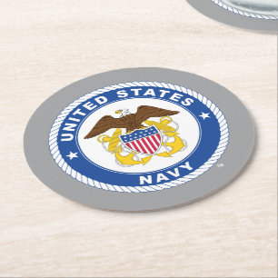U.S. Navy Officer Crest Round Paper Coaster
