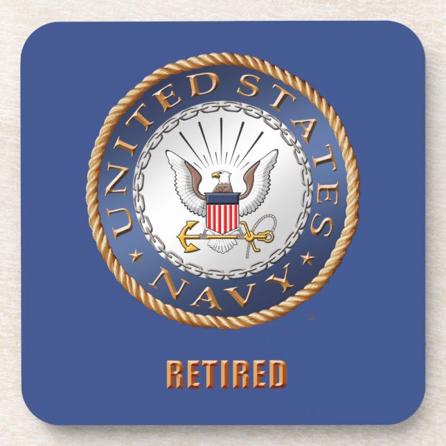 U.S. Navy Retired Hard plastic coaster (Front)
