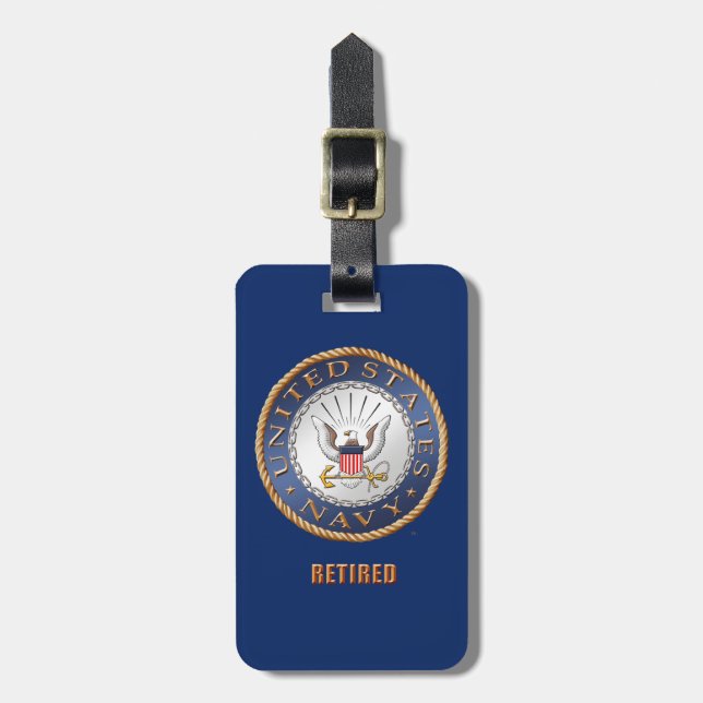 U.S. Navy Retired Luggage Tag (Front Vertical)