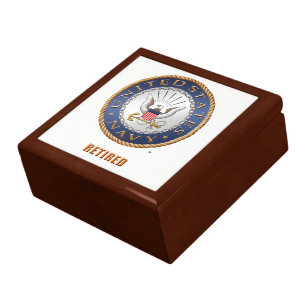 U.S. Navy Retired Wooden Jewellery Keepsake Box