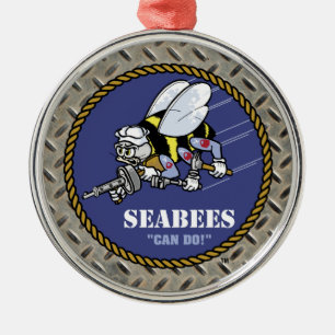 U.S. Navy   Seabees Metal Tree Decoration
